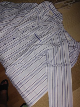 Pijama Franela T.M Rayas Azul y Blanco
