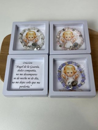 Pulsera bebé plata y morado