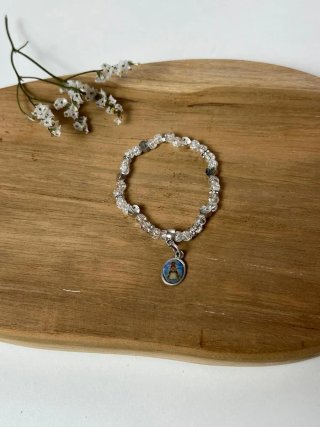 Pulsera bebé plata y morado