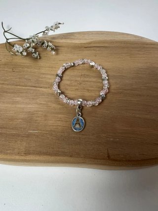 Pulsera bebé plata y morado