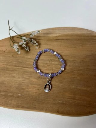 Pulsera bebé plata y morado