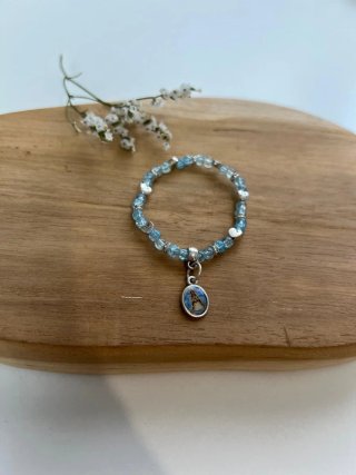 Pulsera bebé plata y morado