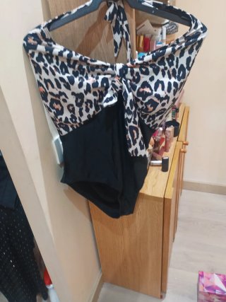 Bañador Negro y Leopardo Talla M