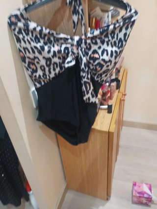 Bañador Negro y Leopardo Talla M