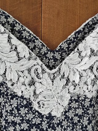 Abito a sottoveste vintage pura seta fiori pizzo