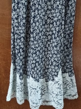 Abito a sottoveste vintage pura seta fiori pizzo
