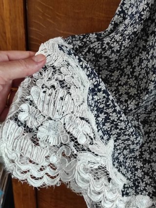 Abito a sottoveste vintage pura seta fiori pizzo