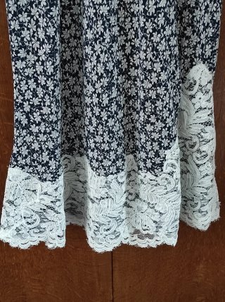 Abito a sottoveste vintage pura seta fiori pizzo