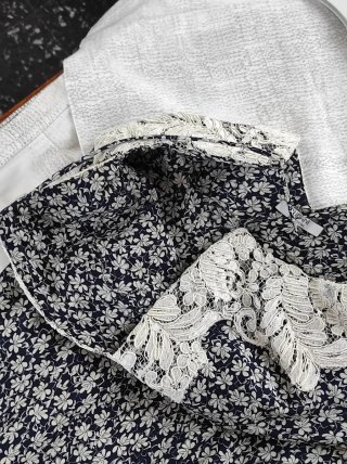 Abito a sottoveste vintage pura seta fiori pizzo