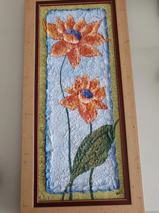 2 Cuadros Florales Pintura Papel 56x27