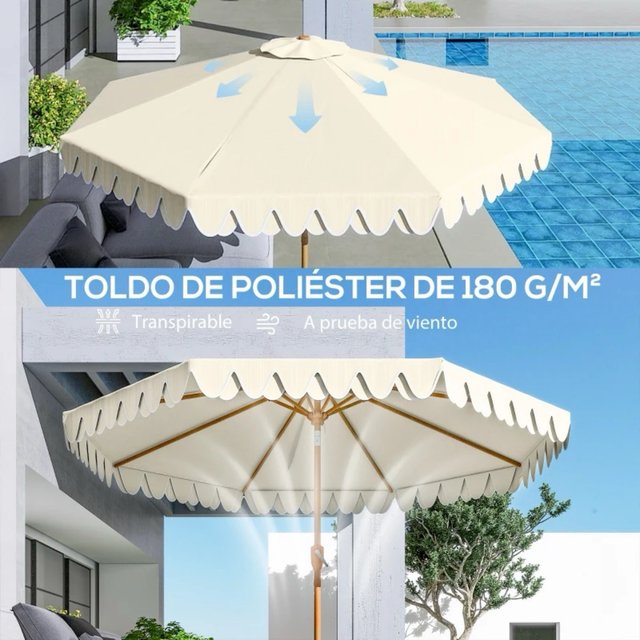 Sombrilla de Jardín Beige/Marrón Ø264x240 cm