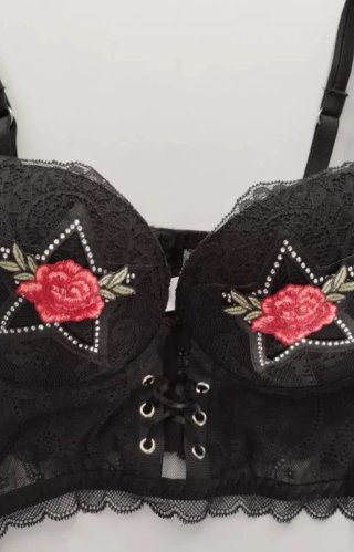 Elegante corpetto in pizzo con rose