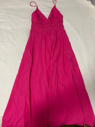 Vestido rosa largo tirantes