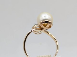 Anillo Oro Blanco Diamante y Perla Tú y Yo