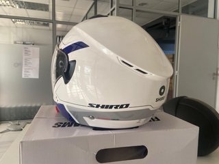 Casco Jet SHIRO Blanco y Azul talla S gafa solar