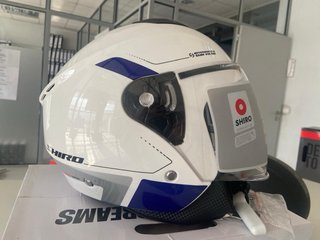 Casco Jet SHIRO Blanco y Azul talla S gafa solar
