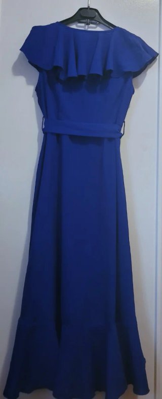 Vestido cruzado midi Chiquease azul volantes