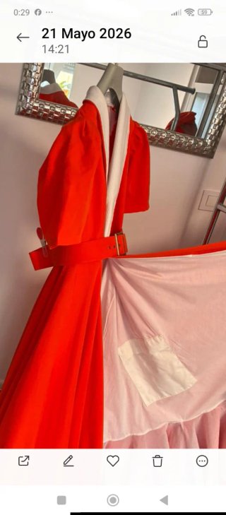 Vestido Flamenca  Naranja cruzado con cinturón !!