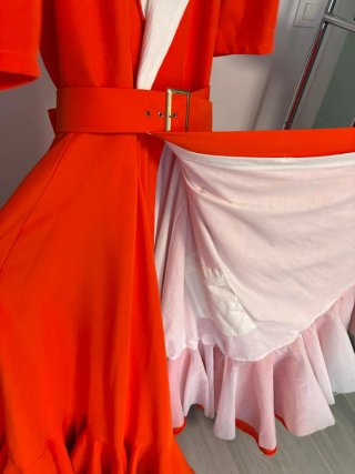 Vestido Flamenca  Naranja cruzado con cinturón !!