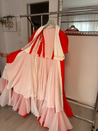 Vestido Flamenca  Naranja cruzado con cinturón !!