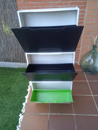 Mueble Zapatero PVC Negro y Verde
