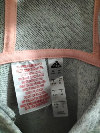 Sudadera Adidas Gris Niña 6 Mese nueva con capucha