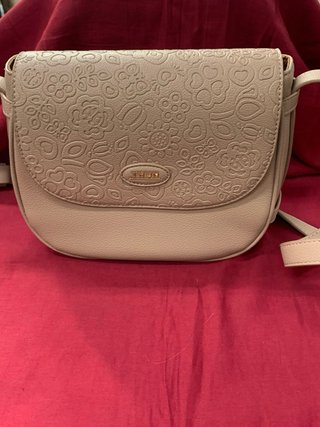 Borsa tracolla Thun ecopelle beige floreale