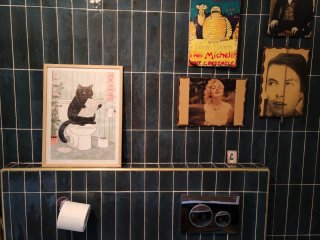 Stampa Gatto Nero WC 40x30 Cornice Legno