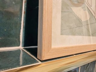 Stampa Gatto Nero WC 40x30 Cornice Legno