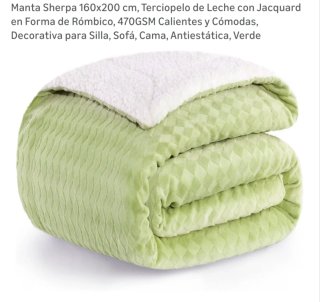 Manta Sherpa 160x200 cm Verde - Reversible
