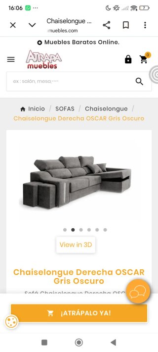 Sofá Chaiselongue Gris Oscuro