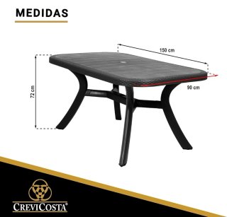 Mesa rectangular exterior de resina