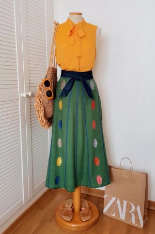 Falda boho bordados Zara, S