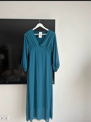 Vestido ocasión especial verde azulado