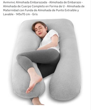 Almohada Embarazo U 145x70cm Gris