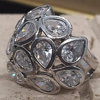 Anello anillo argento 925 bombato cocktail