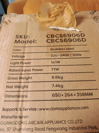 Campana extractora Ciarra nueva en caja