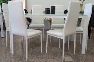·Mesa ̈Comedor + ̈6 ̈ Sillas Blancas. ¡ECONÓMICA!