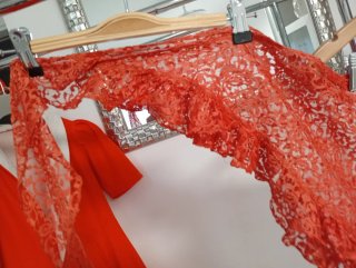 Mantoncillo Flamenca  Romería color coral!!