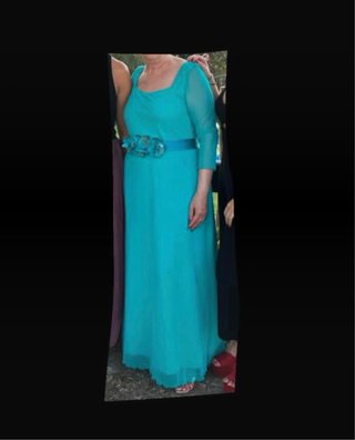 Vestido fiesta turquesa drapeado