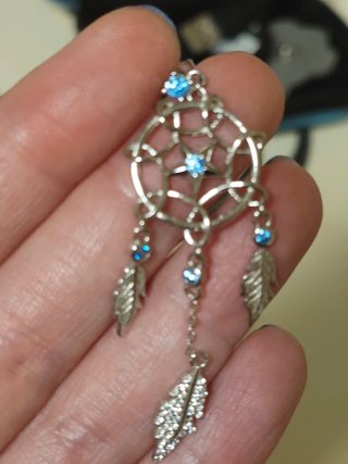 Pendientes de plata con plumas y cristales