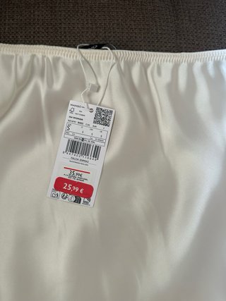 Falda MNG Satén Blanca Talla S