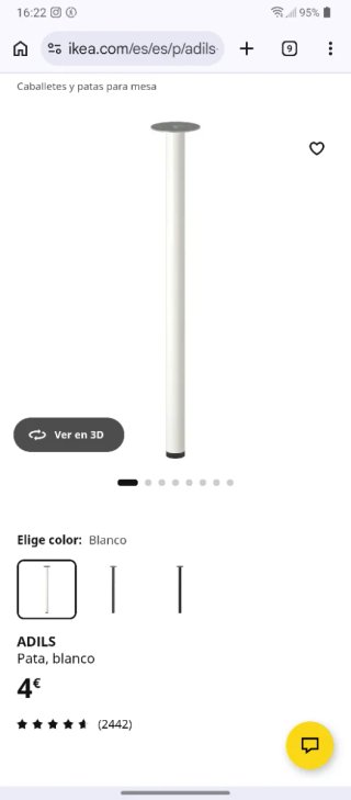 2 patas de metal mesa Ikea