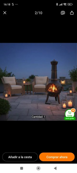 Estufa exterior chimenea jardín metal
