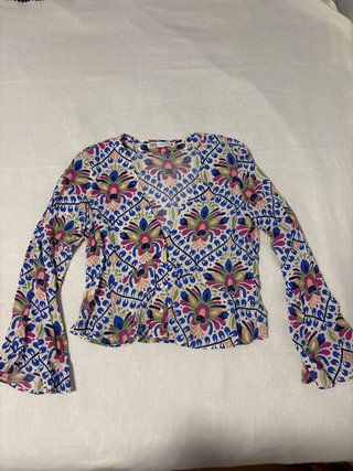 Blusa Zara Estampada Manga Campana XS