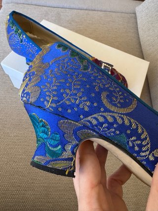 Zapatos de fallera tela azul talla 37