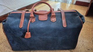 Bolsa de viaje vintage cuero vuelto azul
