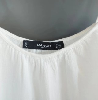 Mango Talla XS/S - Top Tirantes Algodón Blanco