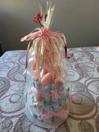 Tarta de pañales para niña