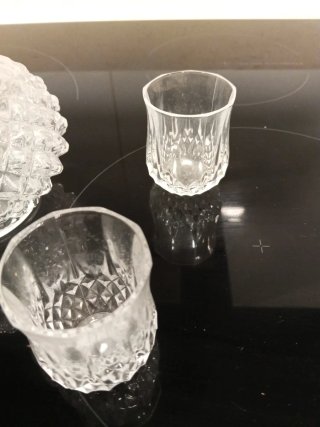 Decantador y 4 vasos Cristal d'Arques